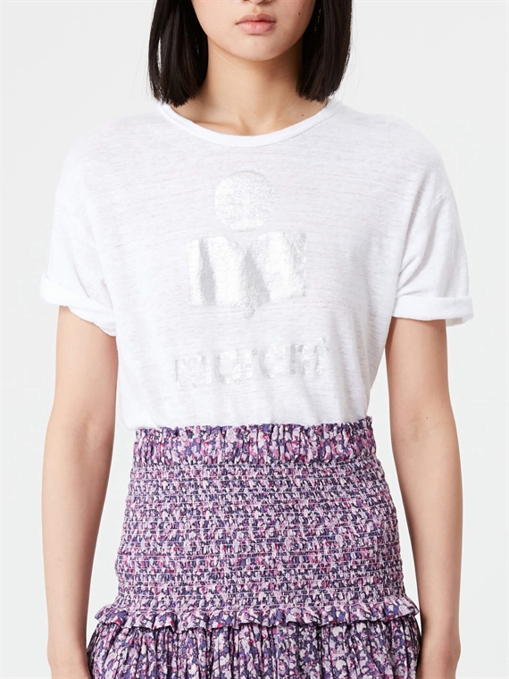 Isabel Marant Etoile Koldi Logo T-shirt, Hvid/Sølv